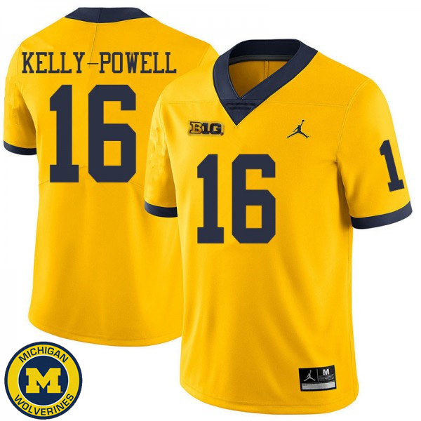 Men Michigan Wolverines #16 Jaylen Kelly-Powell Yellow Jordan Brand University Jersey